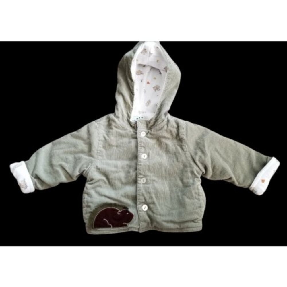 * HARRY & ME Green Hooded Hedgehog Corduroy Jacket Boys Size 3 months